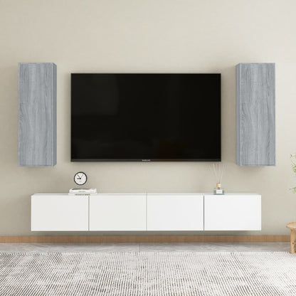 TV-Schränke 2 Stk. Grau Sonoma 30,5x30x90 cm Holzwerkstoff
