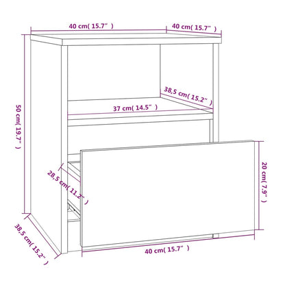 Nachttisch Grau Sonoma 40x40x50 cm Holzwerkstoff