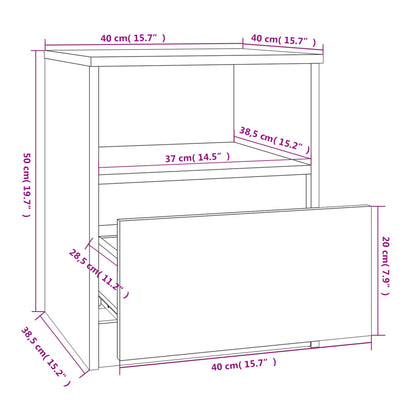 Nachttische 2 Stk. Grau Sonoma 40x40x50 cm Holzwerkstoff