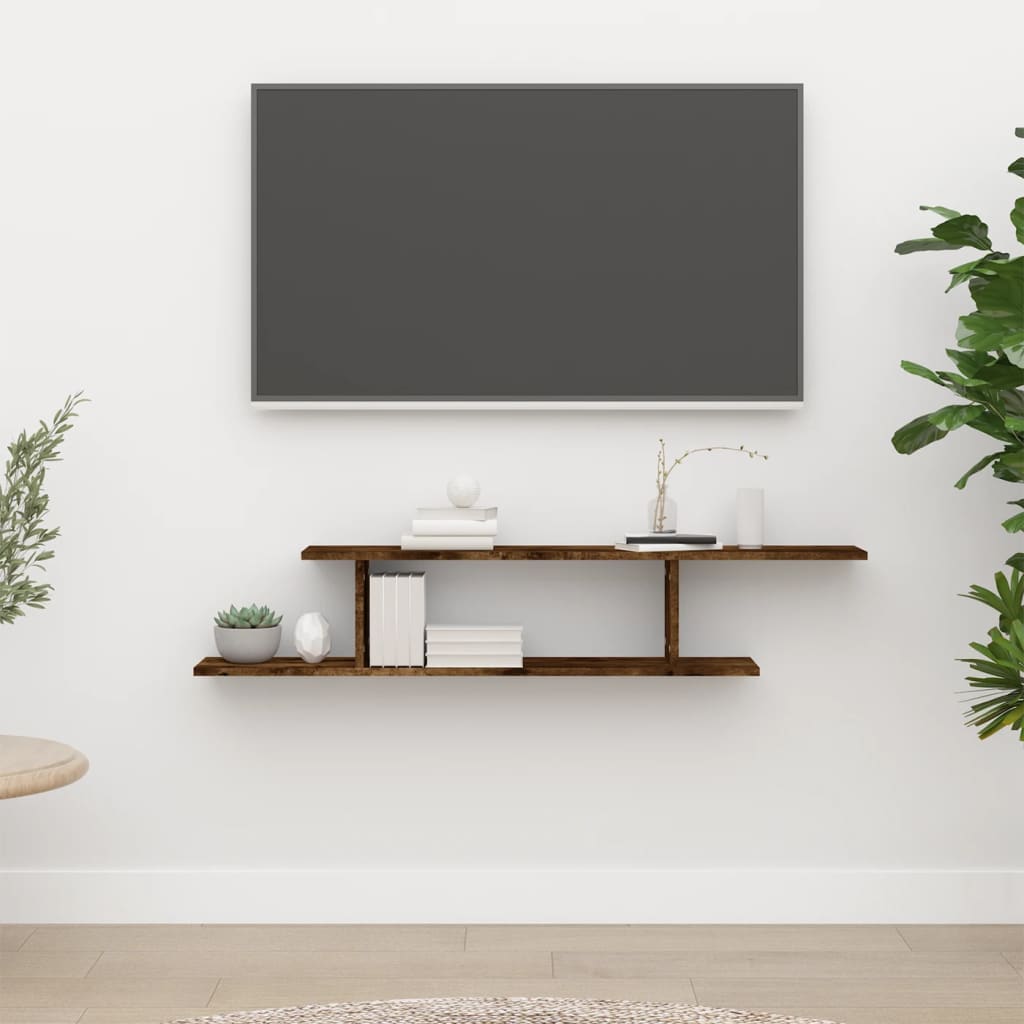 TV væghylde røget eg 125x18x23 cm træmateriale
