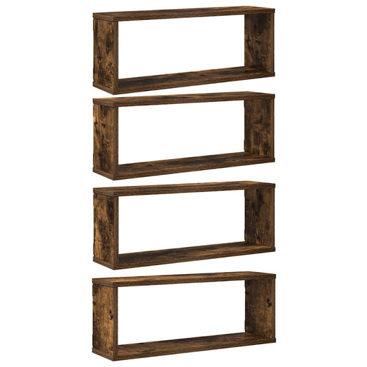 Würfelregale 4 Stk. Räuchereiche 60x15x23 cm Holzwerkstoff
