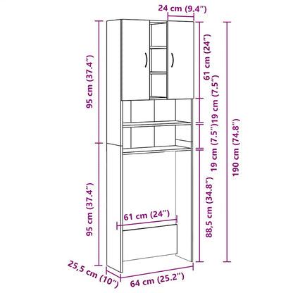 Waschmaschinenschrank Braun Eichen-Optik 64x25,5x190 cm