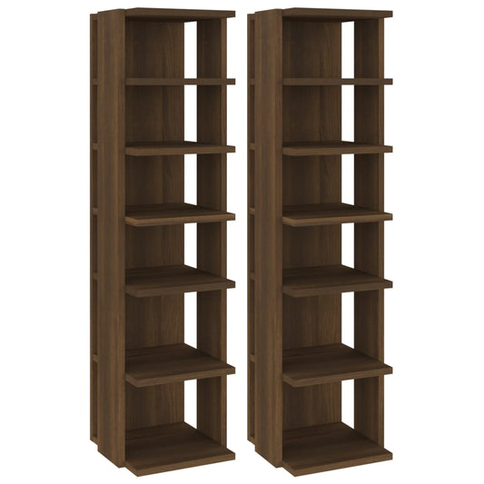 Schuhregale 2 Stk. Braun Eiche 27,5x27x102 cm Holzwerkstoff