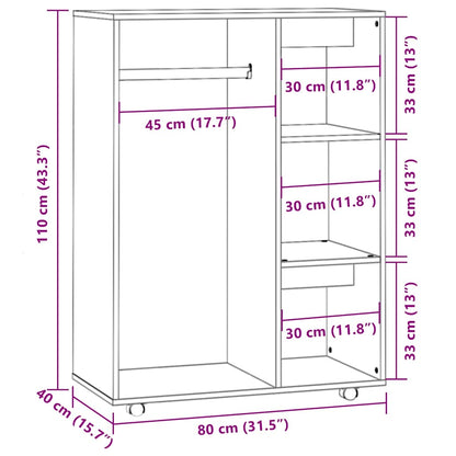 Kleiderschrank Grau Sonoma 80x40x110 cm Holzwerkstoff