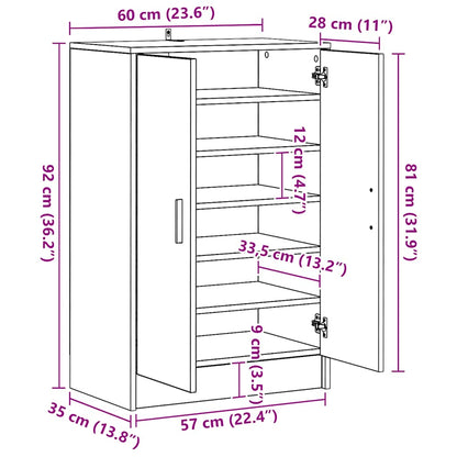 Schuhschrank Braun Eichen-Optik 60x35x70 cm Holzwerkstoff