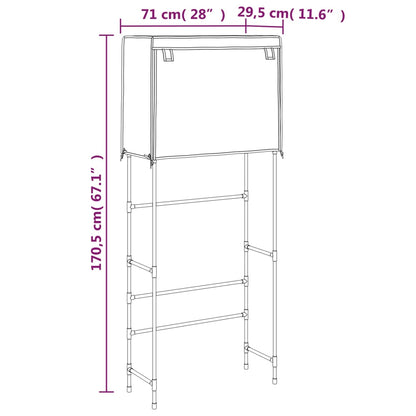 Vaskemaskinehylde 2 hylder Sort 71x29,5x170,5 cm Jern