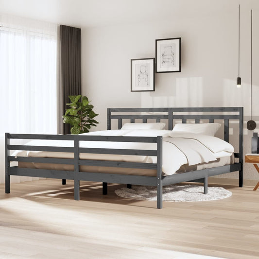 Massivholzbett Grau 200x200 cm