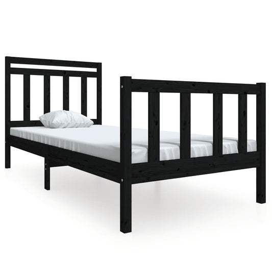 Massivholzbett Schwarz 100x200 cm