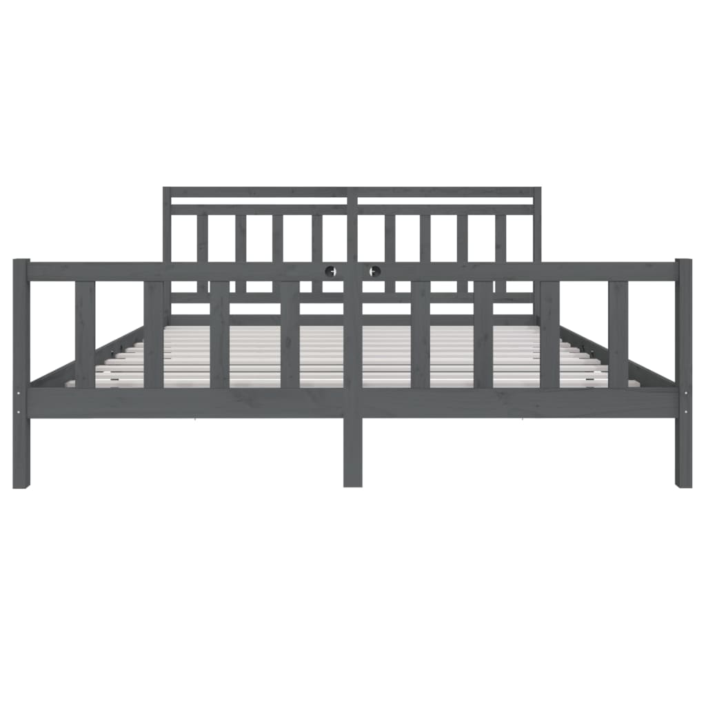 Massivholzbett Grau 200x200 cm