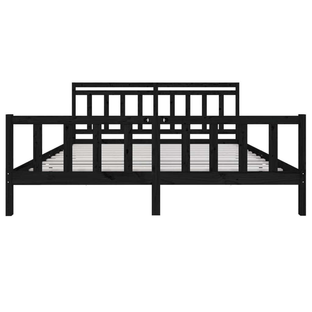 Massivholzbett Schwarz 200x200 cm