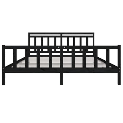 Massivholzbett Schwarz 200x200 cm