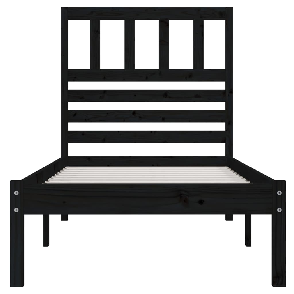 Massivholzbett Schwarz Kiefer 100x200 cm