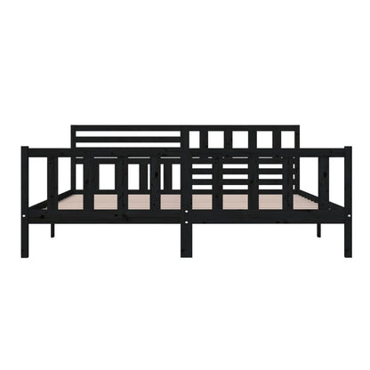 Massivholzbett Schwarz 200x200 cm