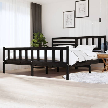 Massivholzbett Schwarz 200x200 cm