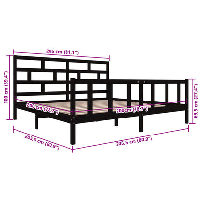 Massivholzbett Schwarz Kiefer 200x200 cm