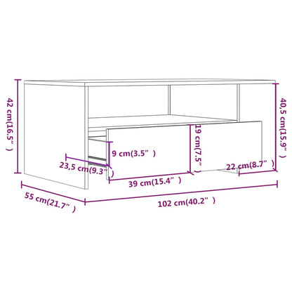 Sofabord Hvid 102x55x42 cm Træ Materiale