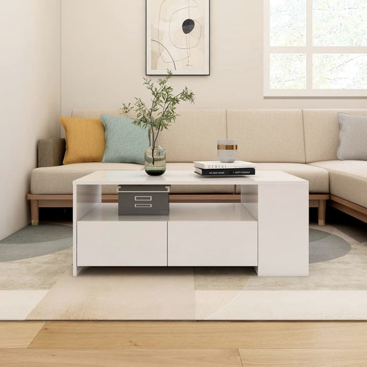 Sofabord Hvid 102x55x42 cm Træ Materiale