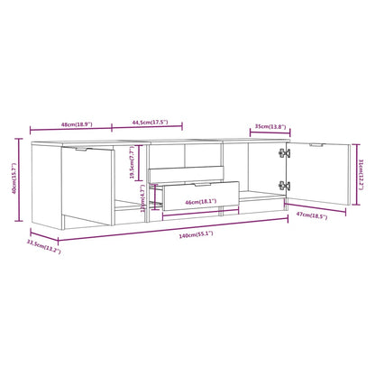 TV-skab Hvid 140x35x40 cm Træ Materiale