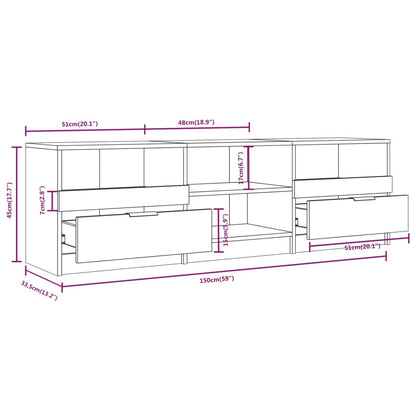TV-skab Hvid 150x33,5x45 cm Træ Materiale