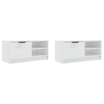 TV-Schränke 2 Stk. Hochglanz-Weiß 80x35x36,5 cm Holzwerkstoff