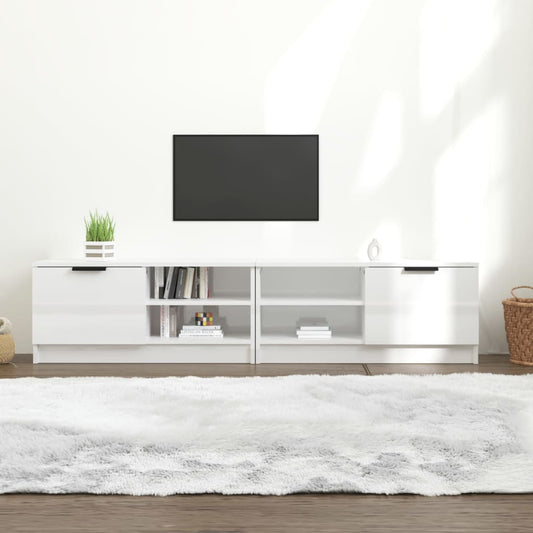 TV-Schränke 2 Stk. Hochglanz-Weiß 80x35x36,5 cm Holzwerkstoff