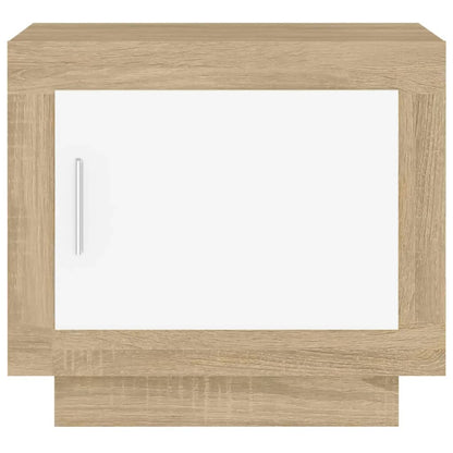Couchtisch Weiß und Sonoma-Eiche 51x50x45 cm Holzwerkstoff