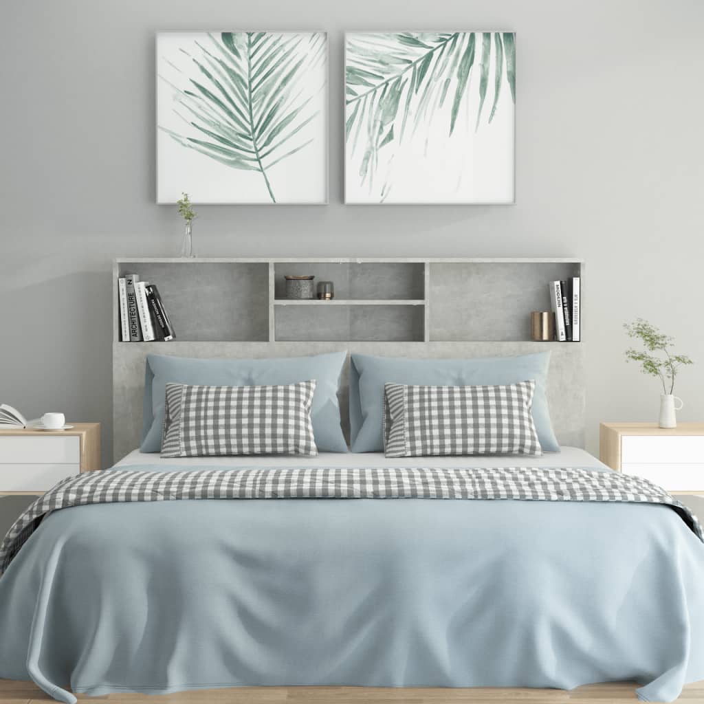 Bett-Kopfteil mit Ablagen Betongrau 160x19x103,5 cm