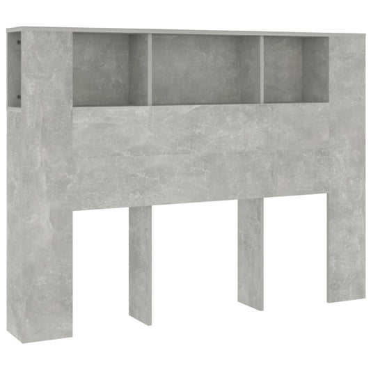 Sengegavl med hylder betongrå 140x18,5x104,5 cm