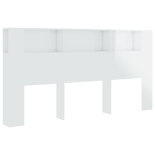 Kopfteil mit Ablagen Hochglanz-Weiß 200x18,5x104,5 cm
