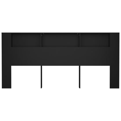 Sengegavl med hylder Sort 220x18,5x104,5 cm