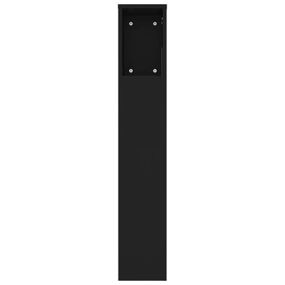 Sengegavl med hylder Sort 220x18,5x104,5 cm
