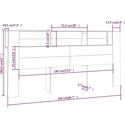 Kopfteil mit Ablagen Sonoma-Eiche 220x18,5x104,5 cm