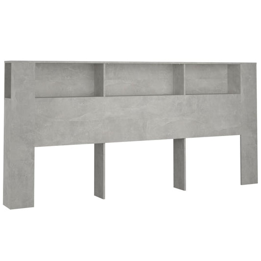 Sengegavl med hylder betongrå 220x18,5x104,5 cm