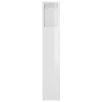 Kopfteil mit Ablagen Hochglanz-Weiß 220x18,5x104,5 cm