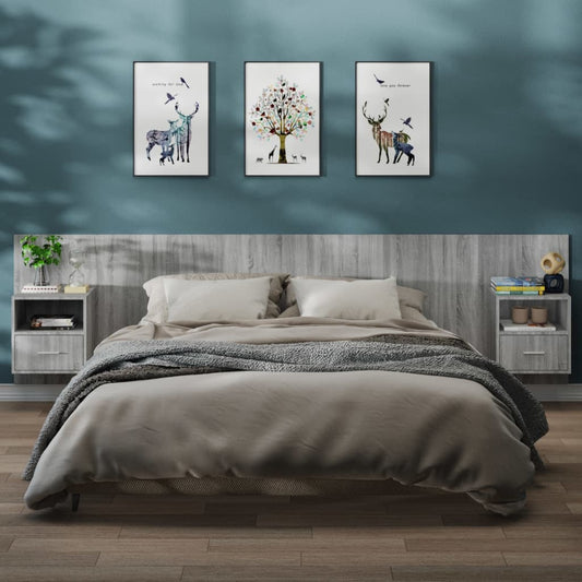 Wand-Nachttische 2 Stk. Grau Sonoma
