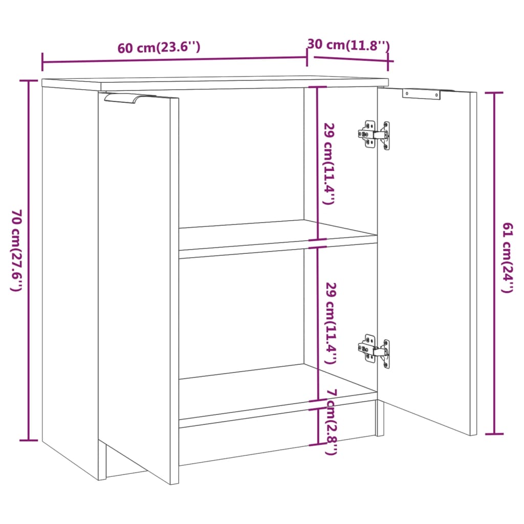 Sideboard Räuchereiche 60x30x70 cm Holzwerkstoff