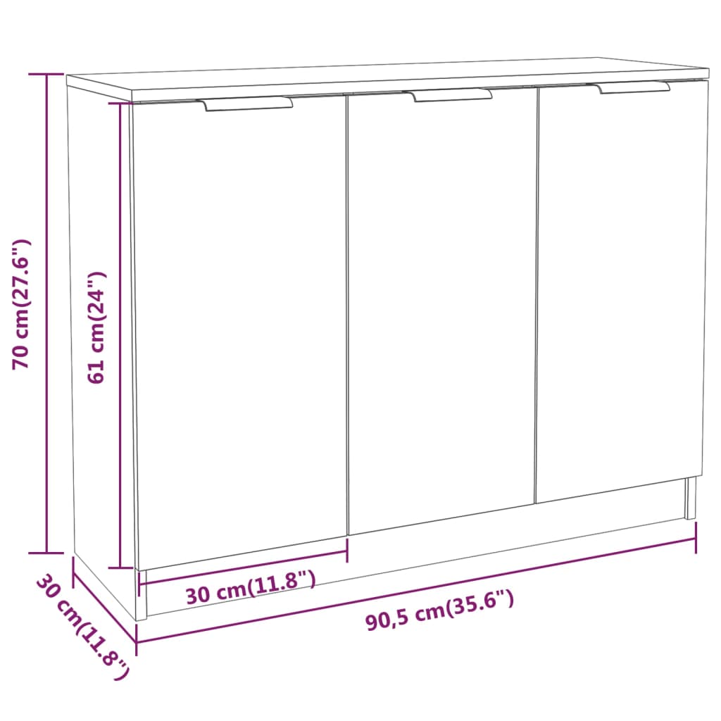 Skænk Brun Eg Look 90,5x30x70 cm Træmateriale