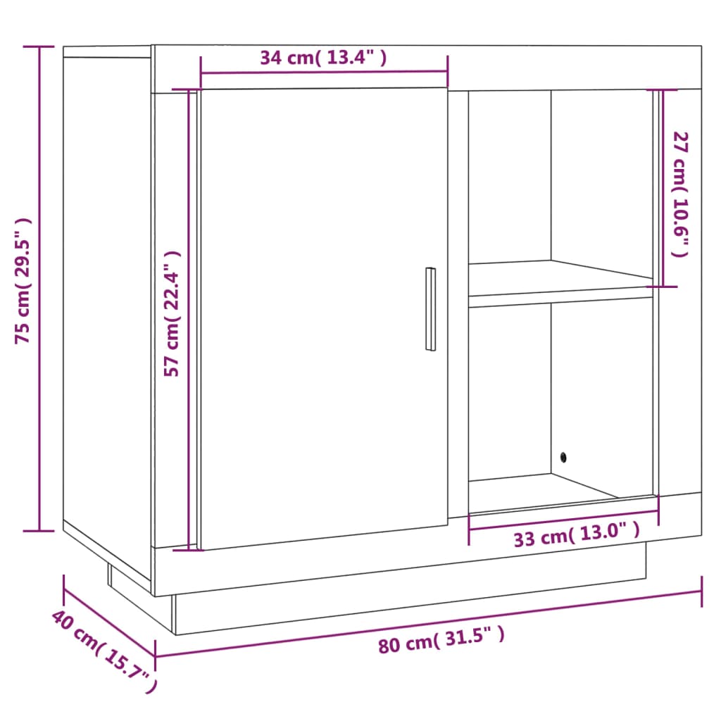 Sideboard Räuchereiche 80x40x75 cm