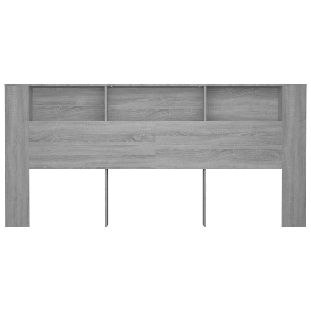Kopfteil mit Ablagen Grau Sonoma 220x18,5x104,5 cm