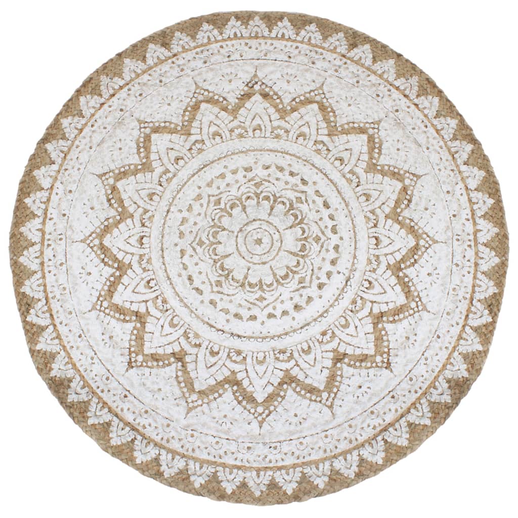 Teppich Jute Geflochten Bedruckt 180 cm Rund