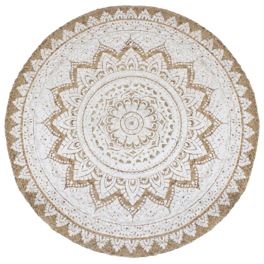 Teppich Jute Geflochten Bedruckt 180 cm Rund