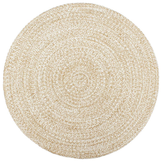 Teppich Handgefertigt Jute Weiß und Braun 210 cm