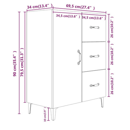 Sideboard Hochglanz-Weiß 69,5x34x90 cm Holzwerkstoff