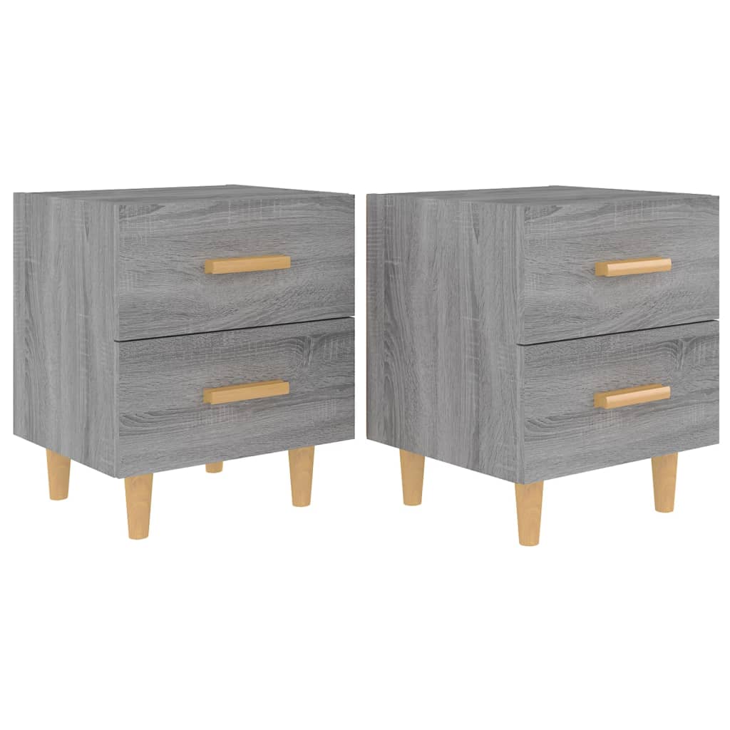 Nachttische 2 Stk. Grau Sonoma 40x35x47,5 cm
