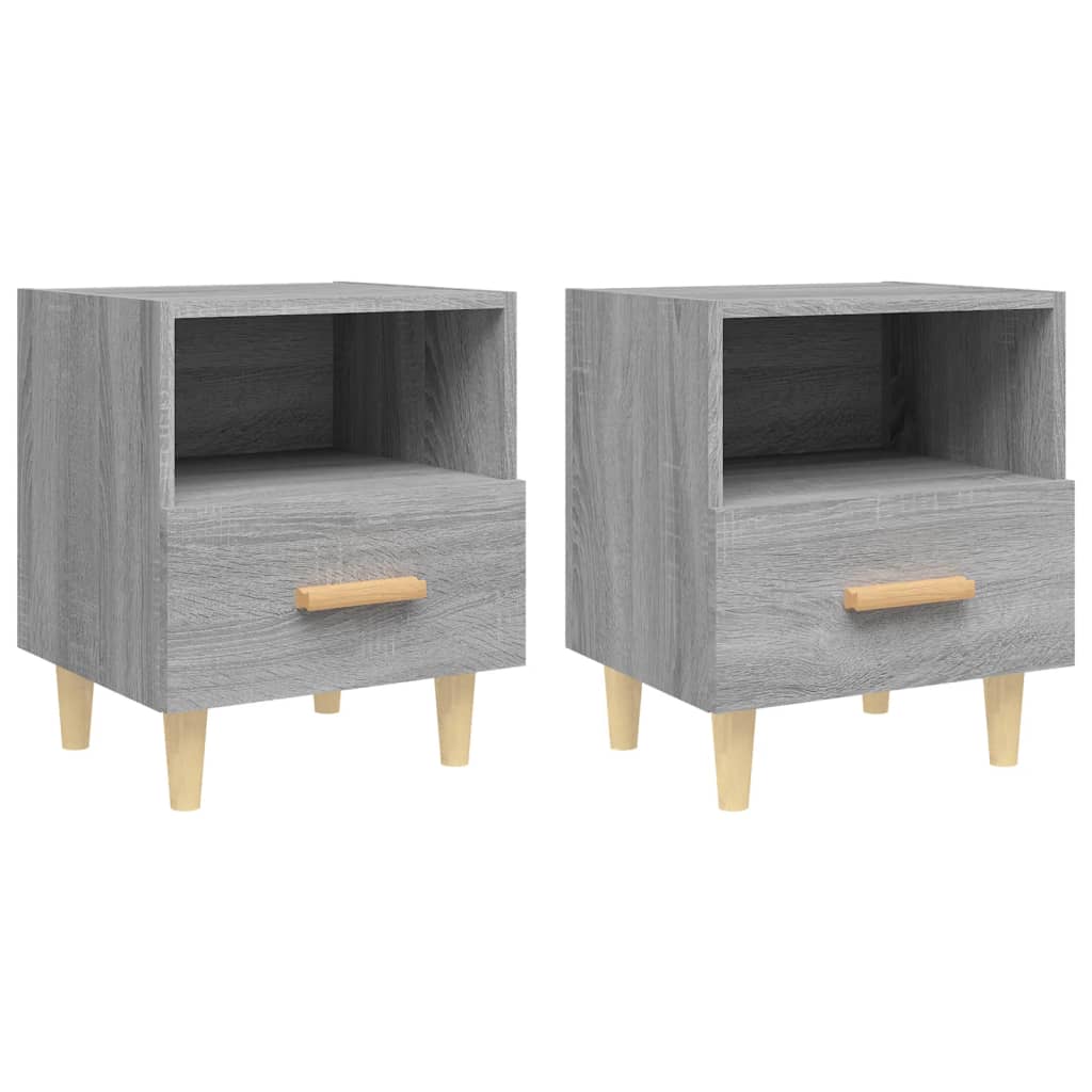Nachttische 2 Stk. Grau Sonoma 40x35x47 cm