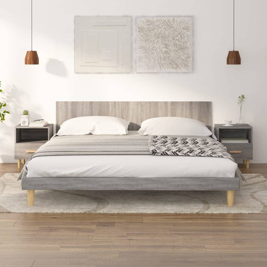 Nachttische 2 Stk. Grau Sonoma 40x35x47 cm