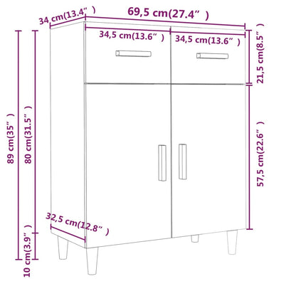 Sideboard Grau Sonoma 69,5x34x89 cm Holzwerkstoff