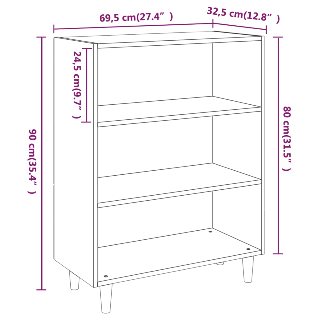 Skænk røget eg 69,5x32,5x90 cm træmateriale