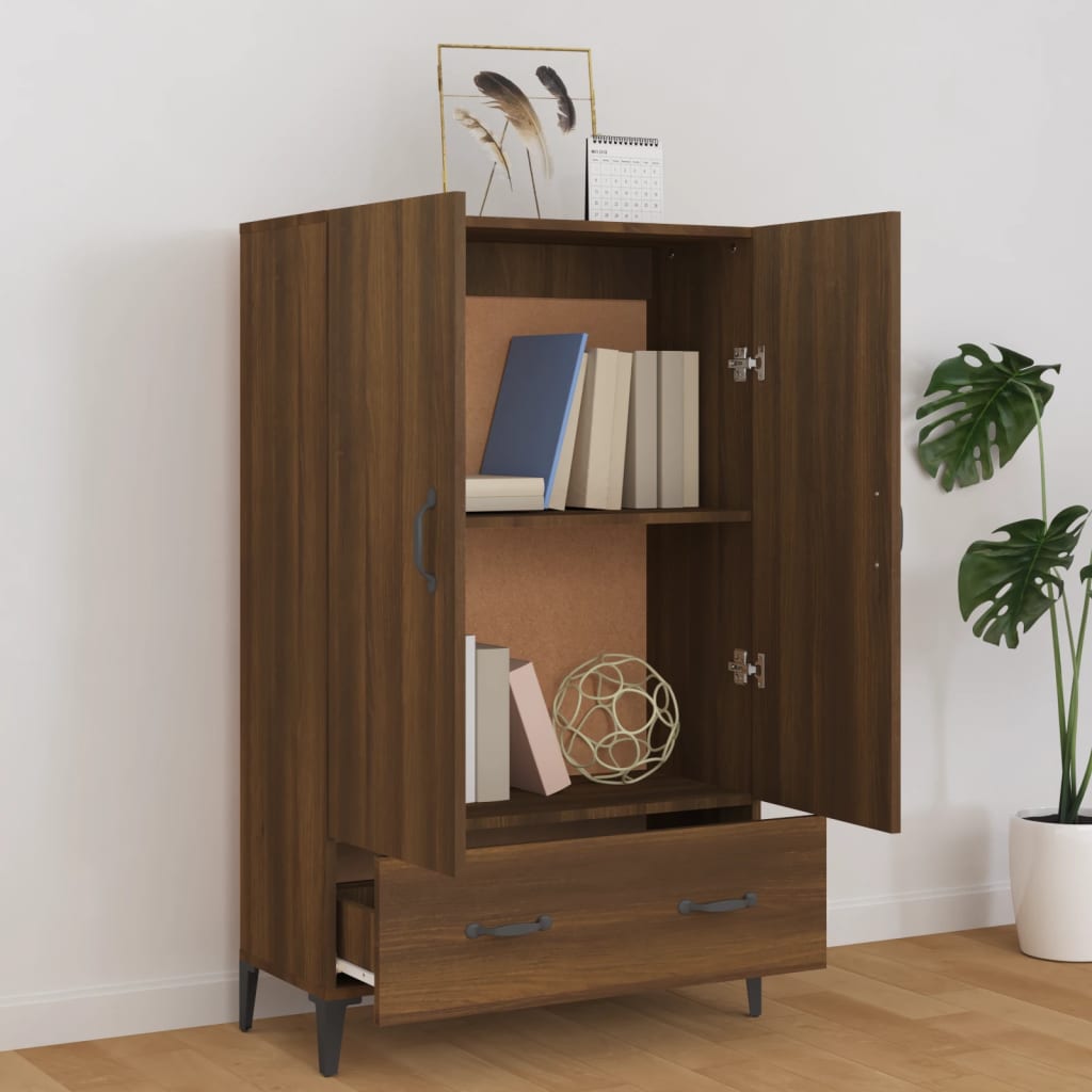 Highboard Braun Eichen-Optik 70x31x115 cm Holzwerkstoff