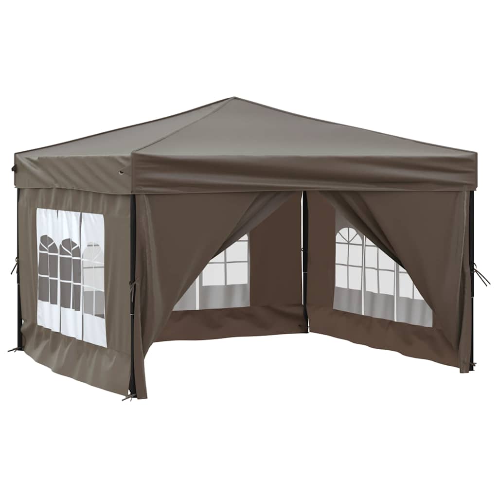 Partyzelt Faltbar mit Seitenwänden Taupe 3x3 m